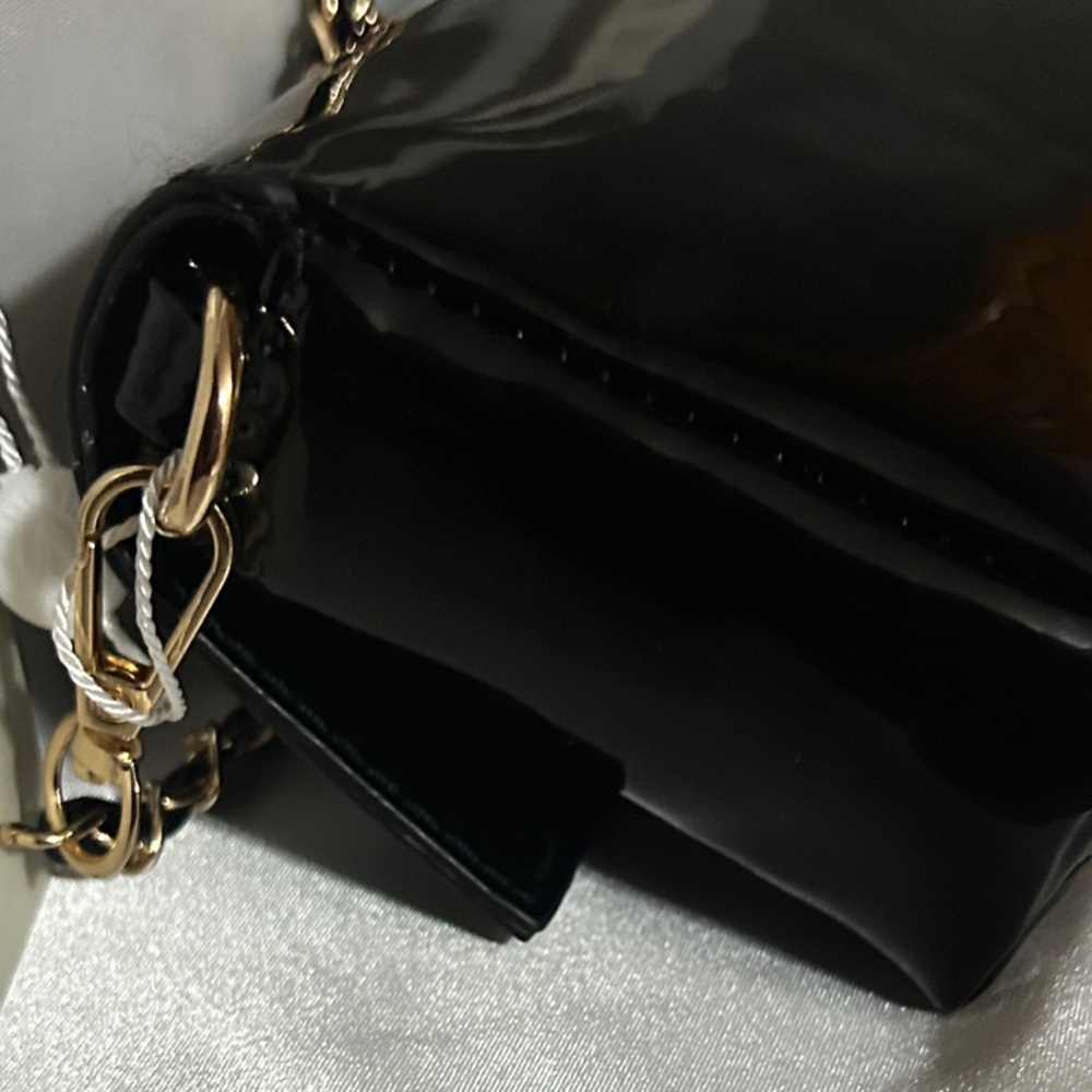 Valentino Orlandi Glossy Black Clutch or Crossbody NWT $210 Retail - Picture 5 of 11